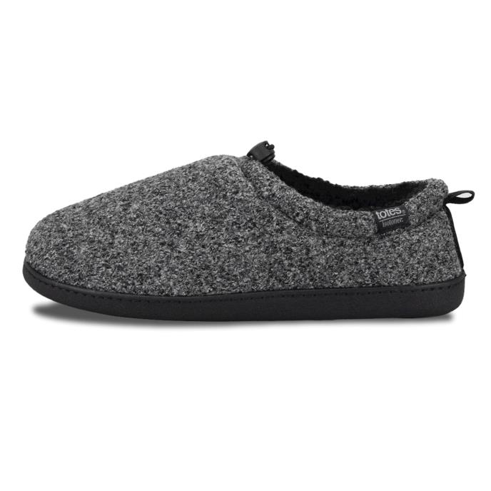 Isotoner® Mens Felt Full Back Slipper With Pull Toggle Grey Extra Image 3